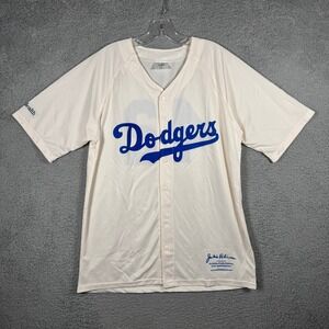 Jackie Robinson Los Angeles Dodgers 42 Baseball Jersey Mens‎ XL Cream Blue MLB